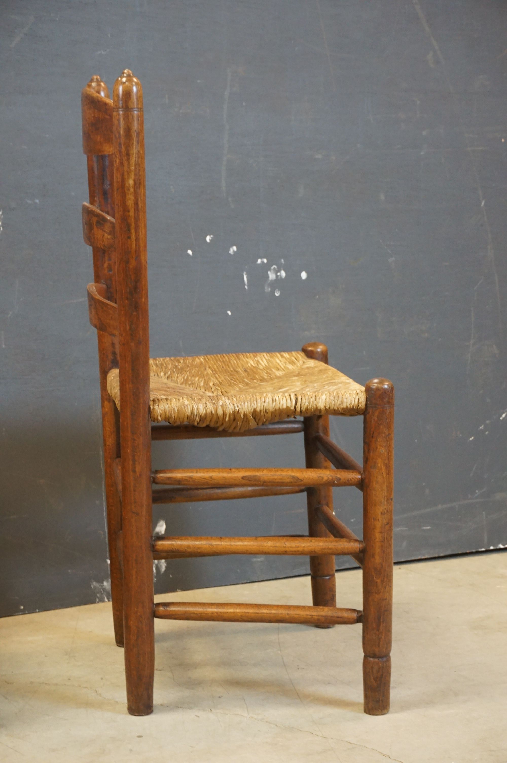 Pair of Antique Elm Small Ladder Back Chairs - Image 3 of 4