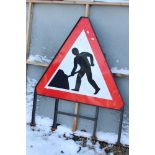 Men at Work Road Sign on Folding Stand, 106cms high