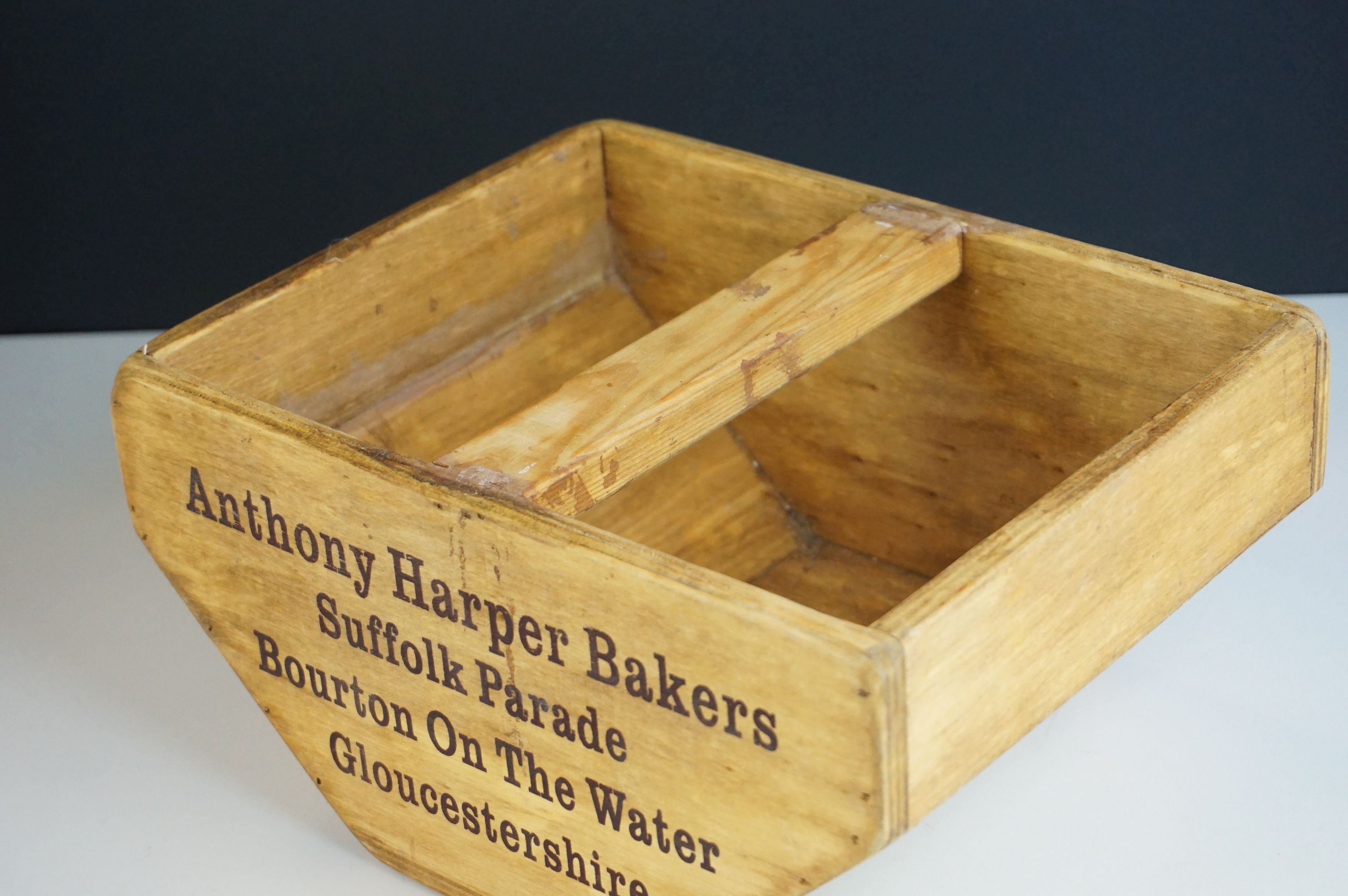 Wooden Trug with central handle marked ' Anthony Harper Bakers, Bourton on the Water, - Image 3 of 4