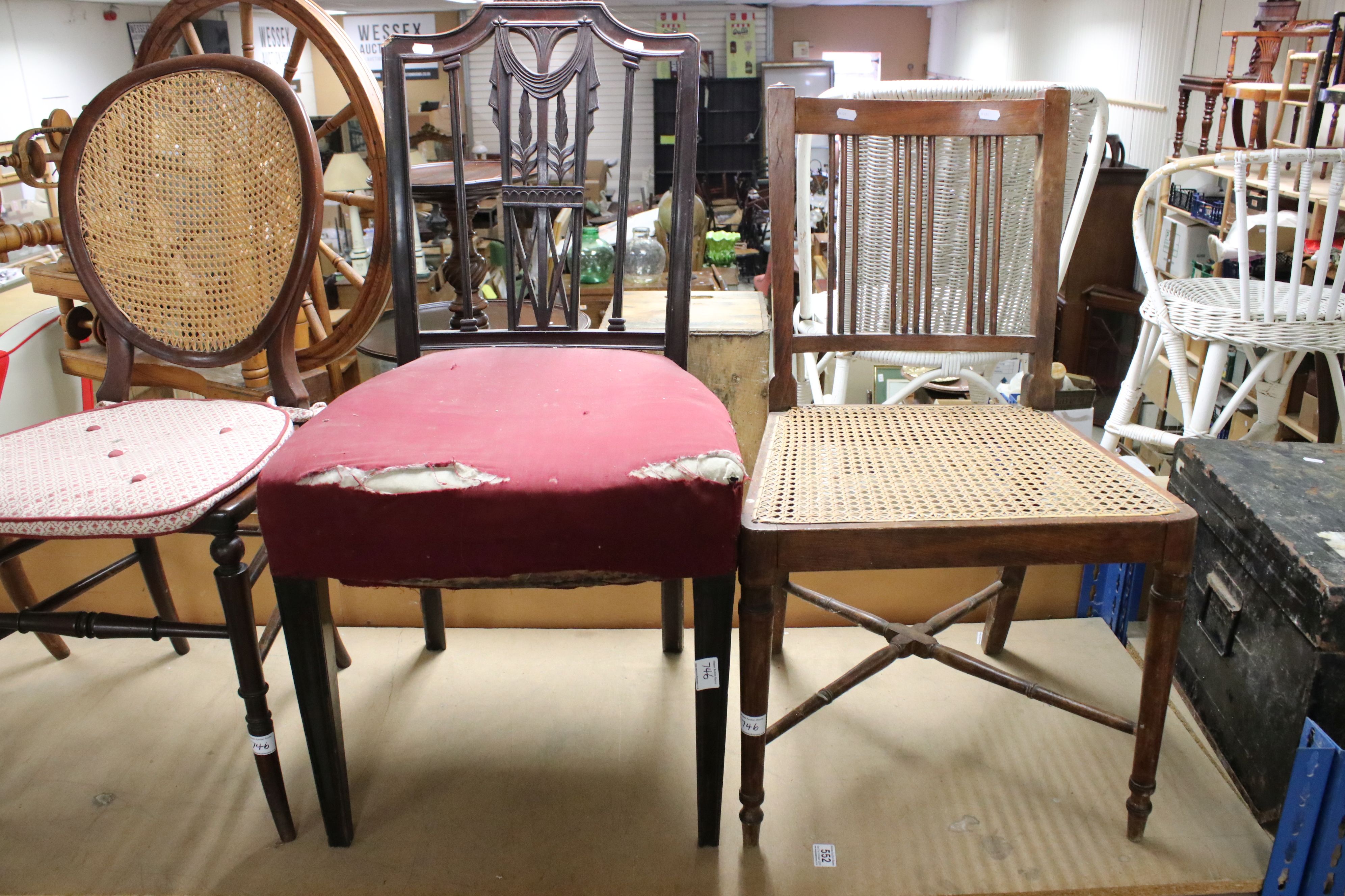 Collection of Five Chairs including Pair of 19th century Bedroom Chairs with Cane Seats - Image 2 of 4