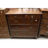 George II Walnut and Crossbanded Chest of Two Short over Three Long Drawers, raised on bracket feet,