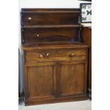 19th century Rosewood Chiffonier, the two shelves to upper section supported by scrolling
