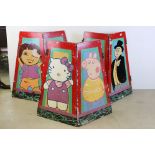Three painted hinged twin panel fairground games Thomas The Tank Engine, Postman Pat and Peppa Pig.