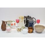 Mixed Lot of Ceramics including Minton Secessionist Jug (a/f), Large Studio Pottery Teapot, other