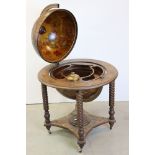 Globe Cocktail Cabinet in the form of a terrestrial globe with hinged lid and fitted interior,