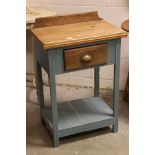 Small Vintage Pine Work Table with drawer and pot shelf