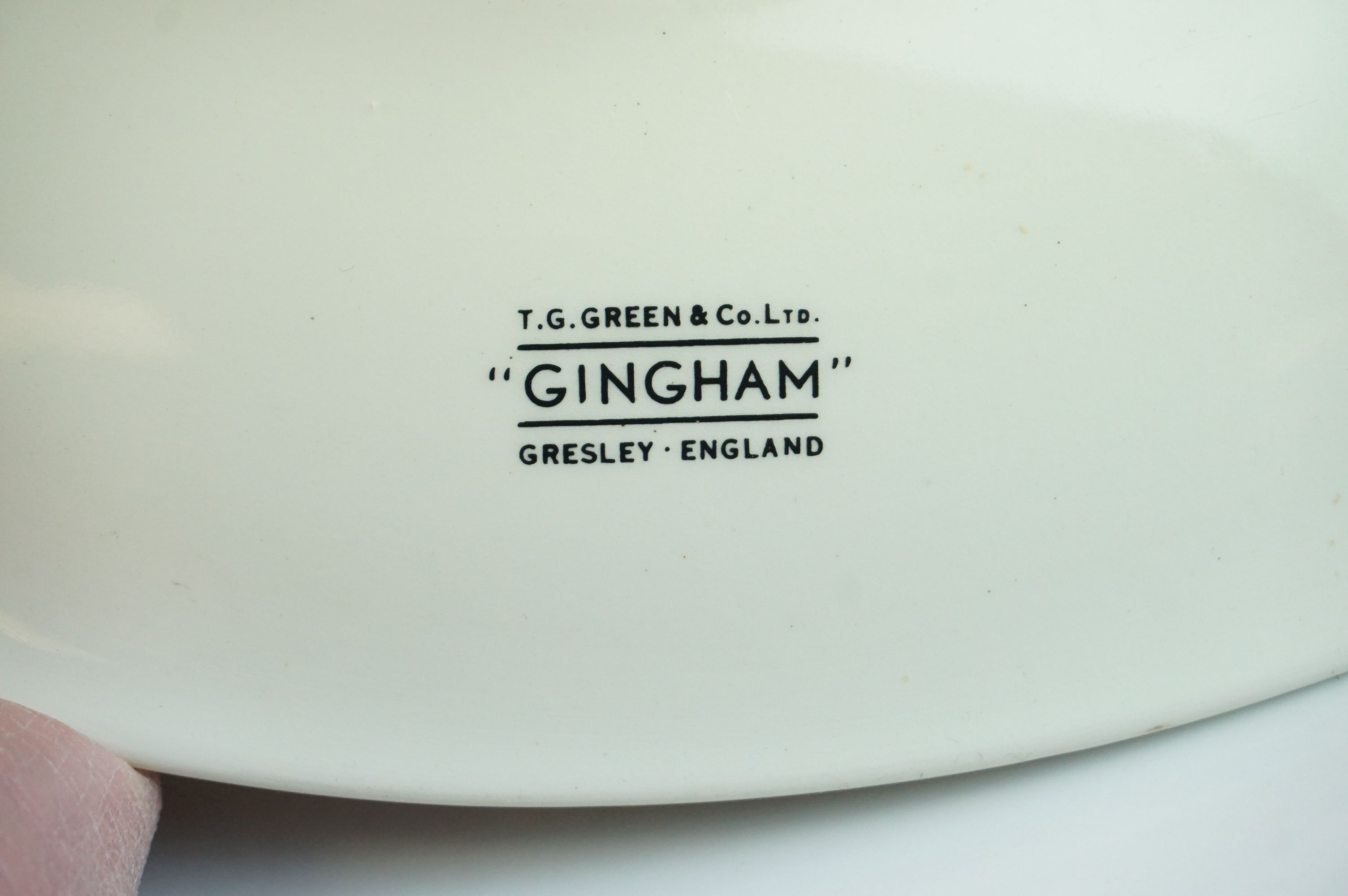 Mid 20th century Retro T. G. Green & Co ' Gingham ' Ceramic Smiths Sectric Wall Clock, 24cms high - Image 4 of 5