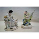 Katzhutte Pierrot & Poodle Dog Figure Group (a/f) and a further Katzhutte Pierrot Musician Figure,