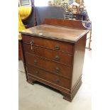 Early 20th century Mahogany Chest of Four Long Drawers with glass cover to top, 84cms wide x