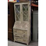 Late 19th / Early 20th century Bureau Bookcase, with a white painted finish, the upper section