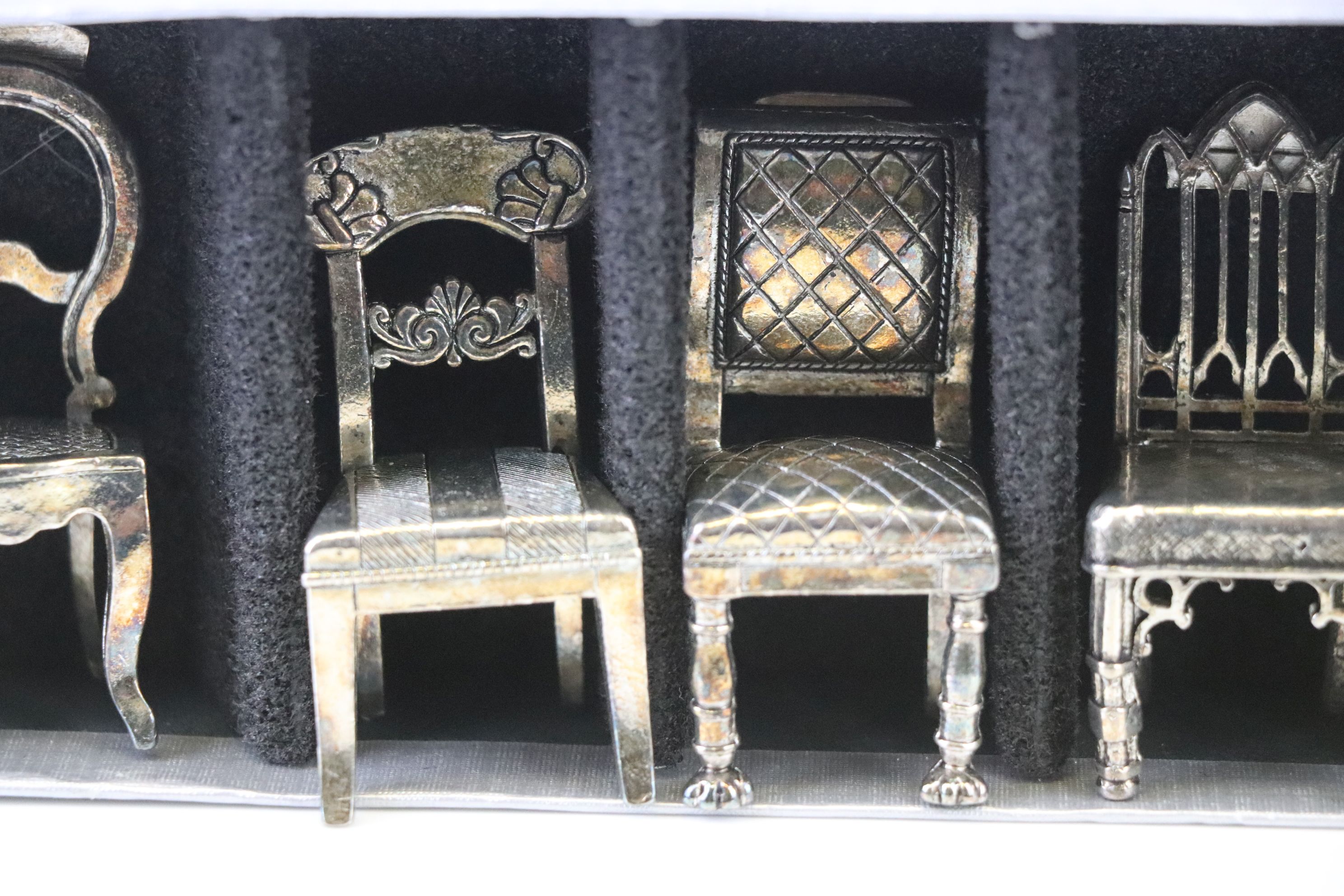Set of Six Silver Plate Menu / Card Holders in the design of Chairs - Image 3 of 7