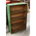 Early 20th century partly painted pine bookcase with three adjustable shelves, 100cms high x 64cms