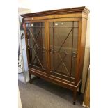 Edwardian Mahogany Display Cabinet, the twin glazed doors opening to reveal two glass shelves, above
