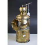 French Brass ' Ancienne Maison Barbier & Fenestre ' Coastguard Ships Lamp, 1908, 38cms high (to
