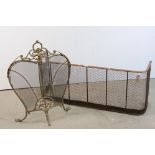 Victorian Nursery Fireguard of ' D ' form with a brass top rail over a mesh front, 46cms high x