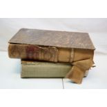 Antique Leather Bound Welsh Family Bible with Gilt Mounts and Clasps and another large Family Bible