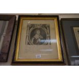 An antique framed and glazed engraving of George Gordon The Second Marquis Of Huntley beheaded in