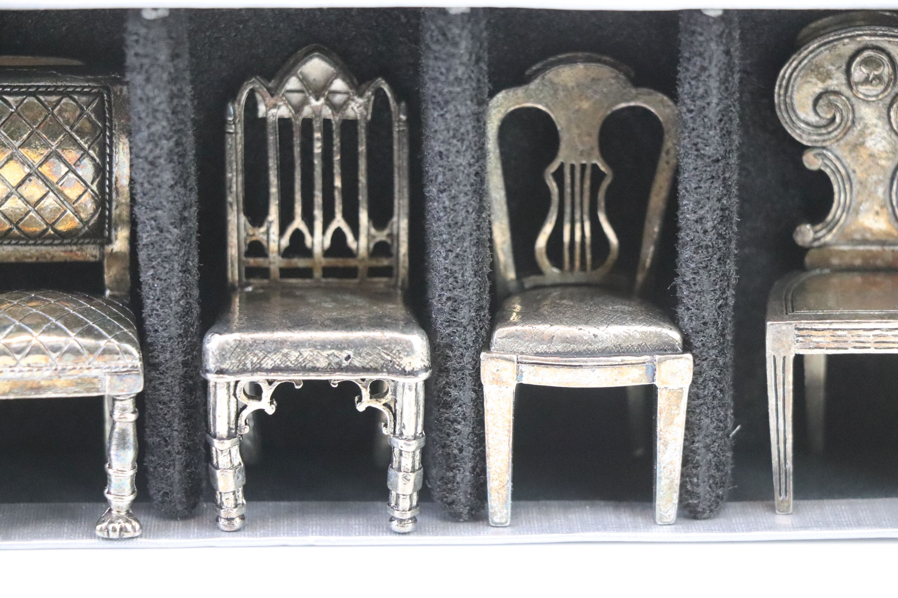 Set of Six Silver Plate Menu / Card Holders in the design of Chairs - Image 5 of 7