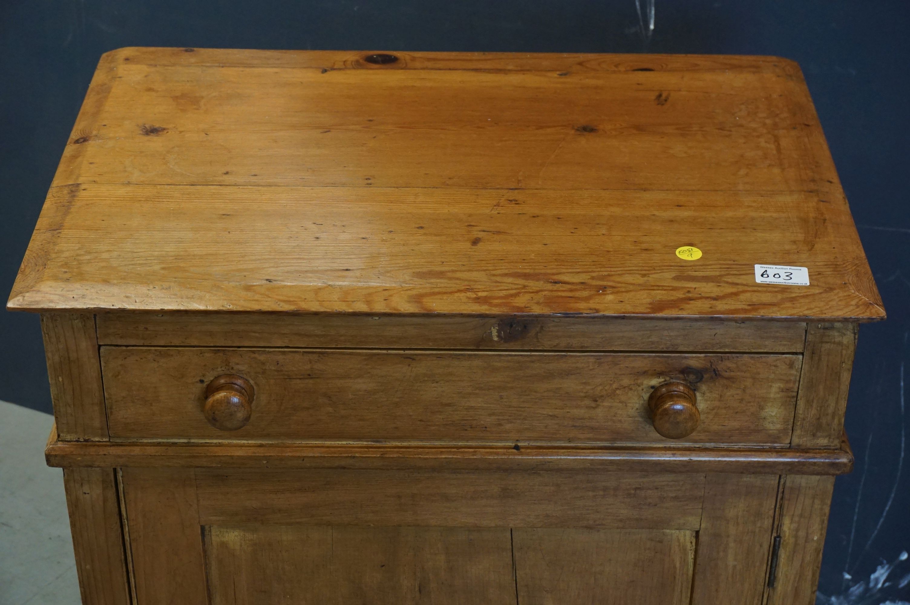 Victorian Pine Pot Cupboard with Drawer - Image 2 of 5