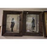 A pair of contemporary framed and glazed prints of Georgian Gentlemen in interior settings 32 x