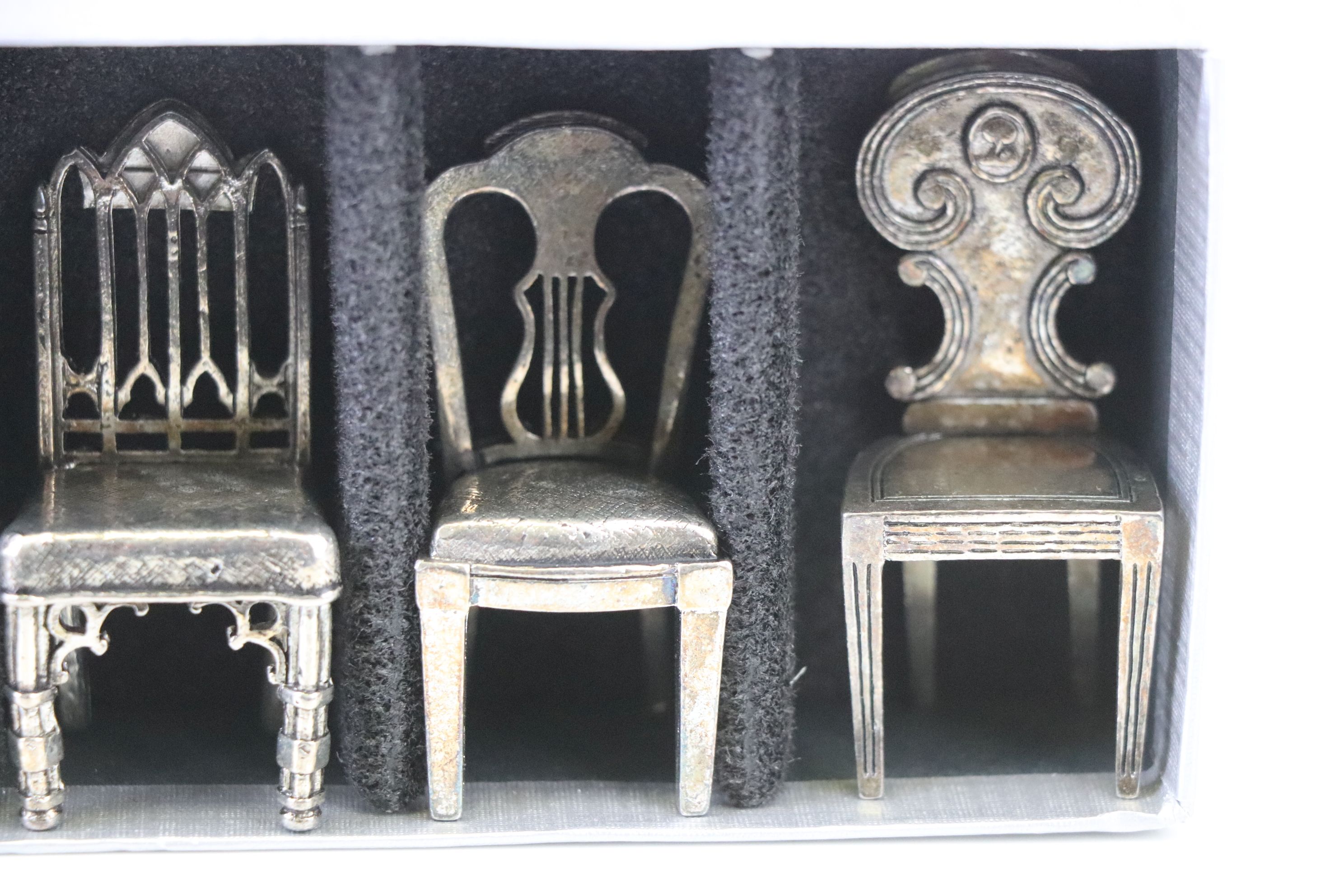 Set of Six Silver Plate Menu / Card Holders in the design of Chairs - Image 6 of 7