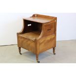 Victorian Walnut Box Seat Commode, with hinged lid above a hinged seat, raised on a turned legs with