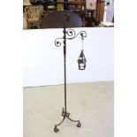 Unusual Wrought Iron Standard Lamp of Arts and Crafts design