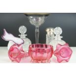 Collection of Glassware including Pair of Cut Glass Perfume Bottles / Decanters, 18cms high, Jack in