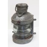 Galvanised ' Masthead ' Ships Lamp, 1940's, 58cms high (to top of handle)