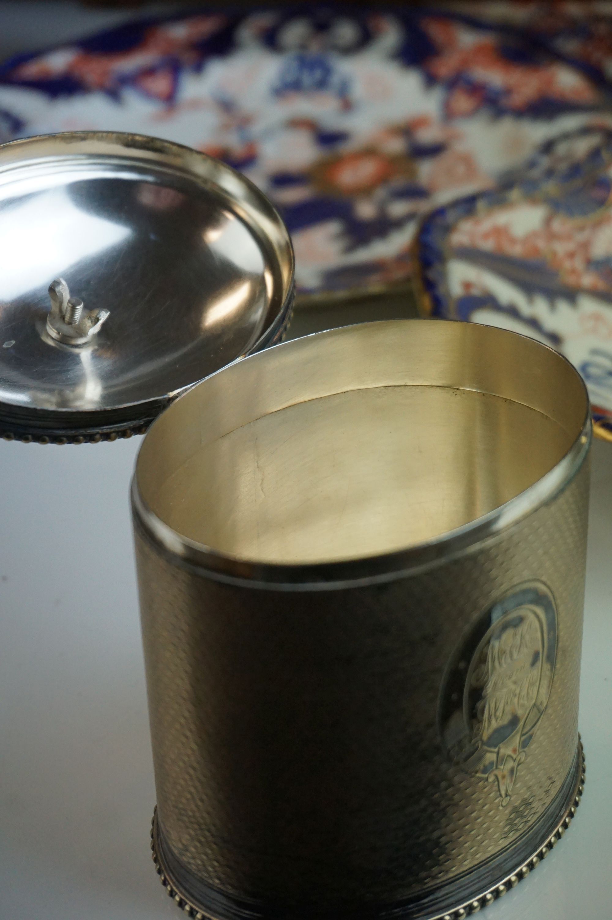 19th century Silver Plated Oval Tea Caddy, 12cms high together with Bentwood Box with Bird to lid, - Image 5 of 9