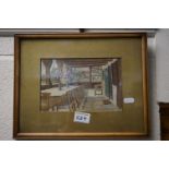 An early 20th century watercolour of interior scene, signed L C E and dated 1910, 13 x 20 cm