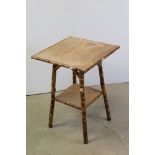 Victorian Bamboo and Pine Square Occasional Table with shelf below, 47cms wide x 66cms high