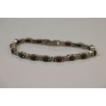 Silver CZ and Hardstone Bracelet