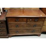 George III style Mahogany Chest of Two Short over Two Long Drawers, raised on bracket feet, 113cms
