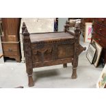 Middle Eastern / Afghan Hardwood Child's Bed / Cupboard, ornately carved to front, upper sleeping