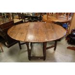 18th century style Oak Oval Gate-leg Table raised on turned and block supports, approx. 111cms