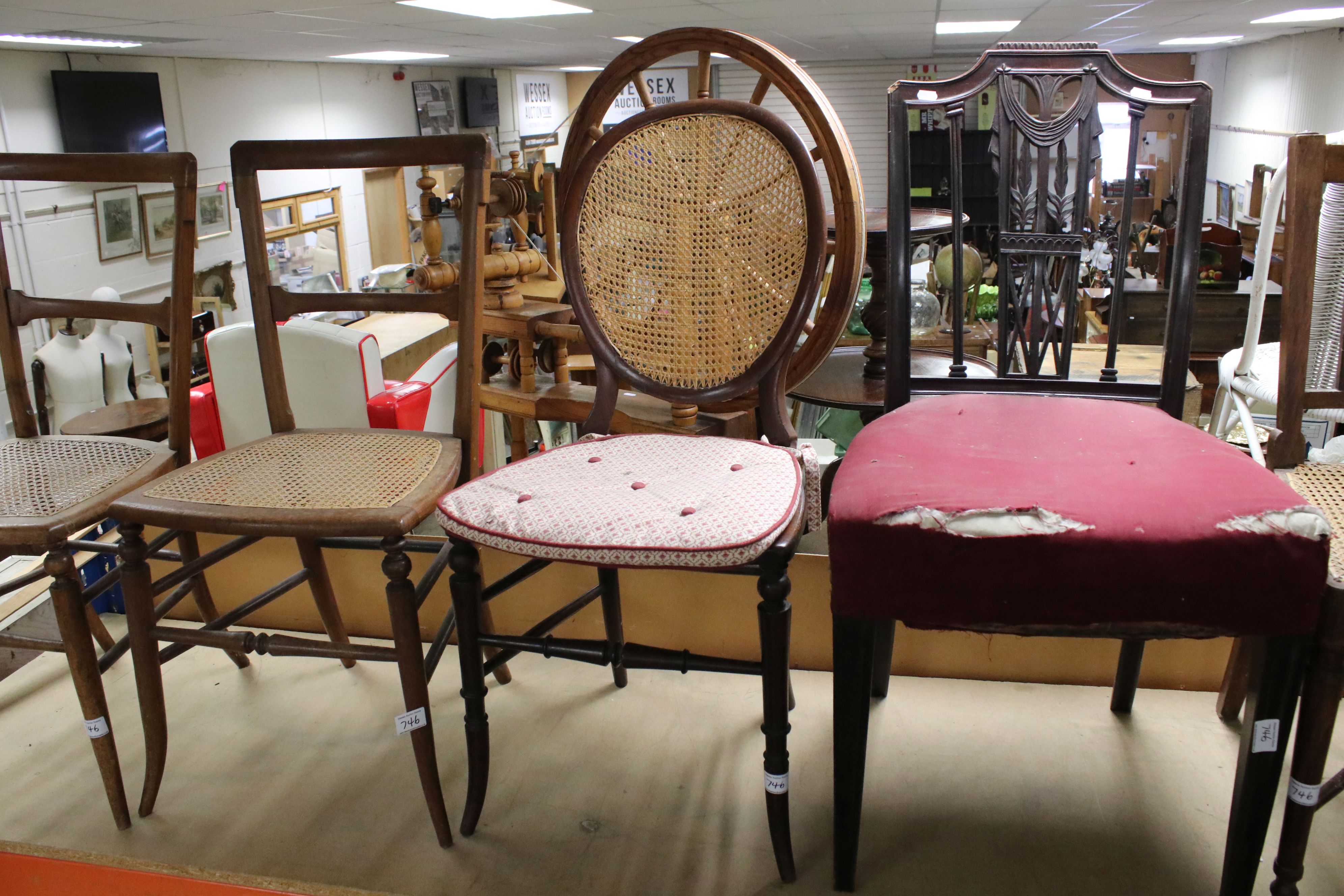Collection of Five Chairs including Pair of 19th century Bedroom Chairs with Cane Seats - Image 3 of 4