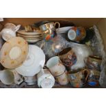 A quantity of teacups and saucers to include Bell fine china, satsuma etc.