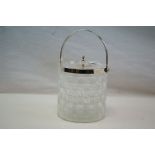 Silver Plated Flash Cut Glass Biscuit Barrel with star cut base