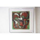 A contemporary framed and glazed modernist limited edition etching no 3/5 indistinct signature.