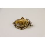 14ct Yellow Gold Moss Agate Brooch