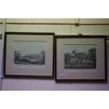 A pair of limited edition prints, the South Front Of Clevedon House and New Clevedon.