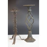 Two Wrought Iron Candlesticks