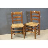Pair of Antique Elm Small Ladder Back Chairs