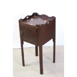 George III Mahogany Tray Top Pot Cupboard, raised on square legs, 36.5cms wide x 75.5cms high