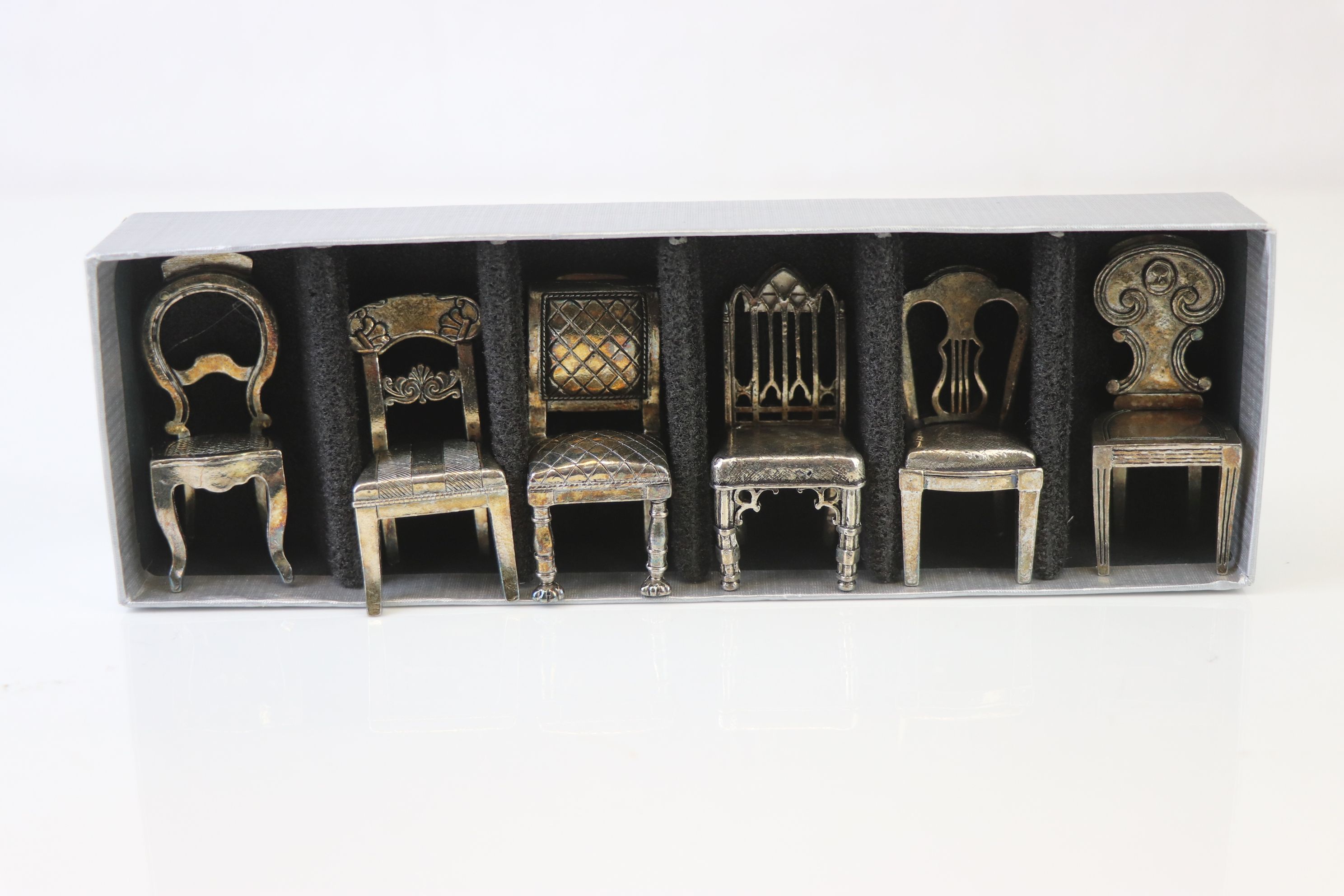 Set of Six Silver Plate Menu / Card Holders in the design of Chairs - Image 7 of 7