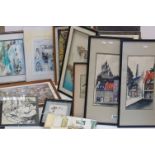 A quantity of framed pictures and prints.