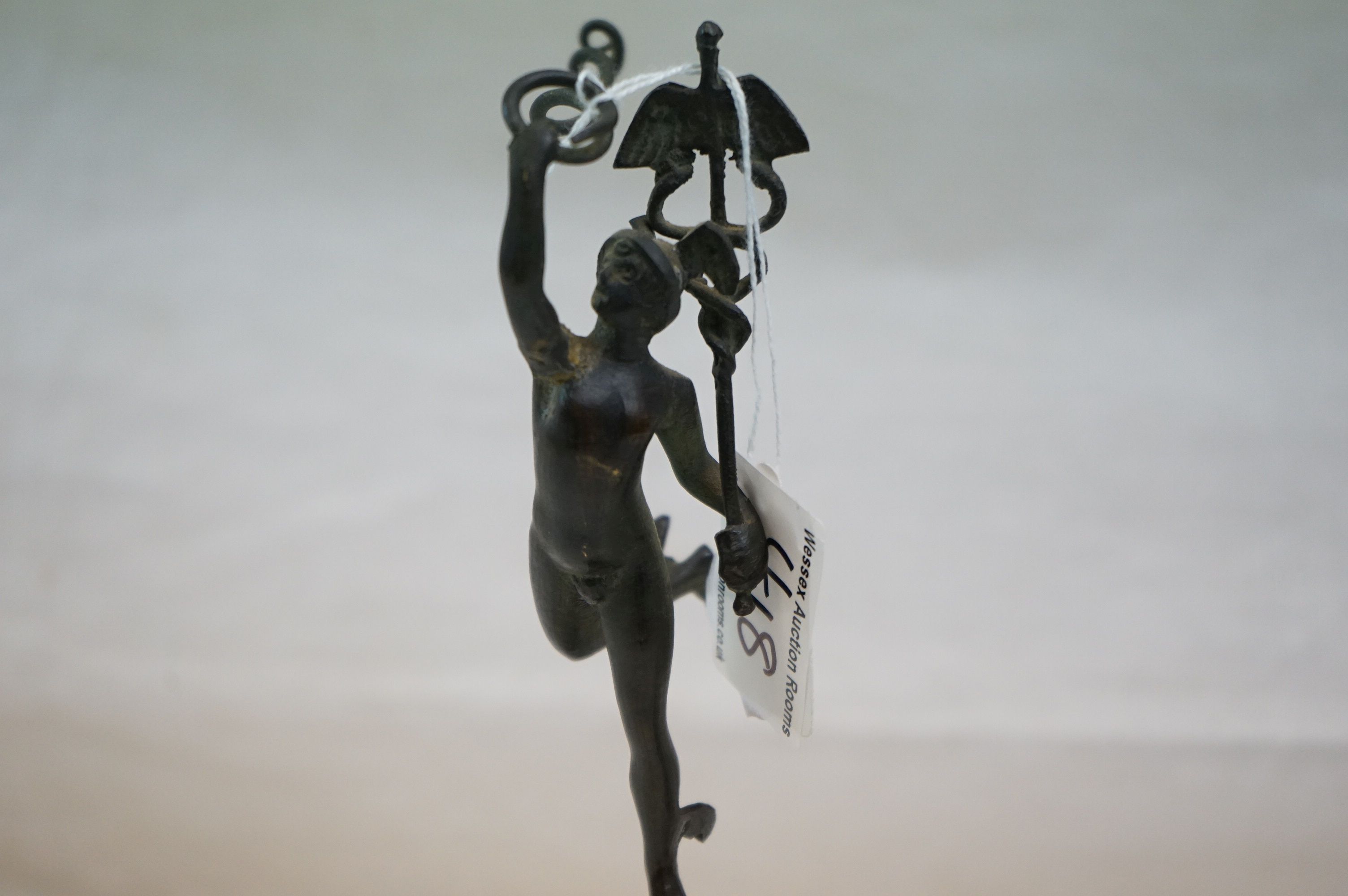 Japanese Bronze Stork & Tortoise Figure (a/f), 27cms high and a Figure of Hermes - Image 5 of 5