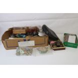 A box of mixed collectables to include scent bottles, marbles and slides.