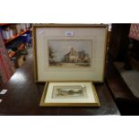 John Varley 19th century watercolour rural scene cottage and figure unsigned gallery label verso